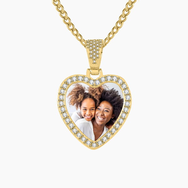 Iced Heart Photo Pendant | Necklaces by DORADO