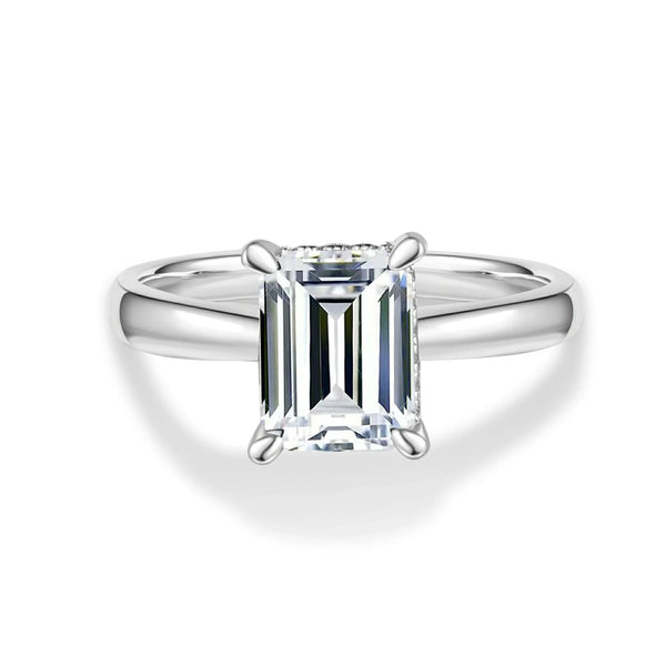 Emerald Cut Moissanite Engagement Ring With Hidden Halo | Engagement Ring by DORADO
