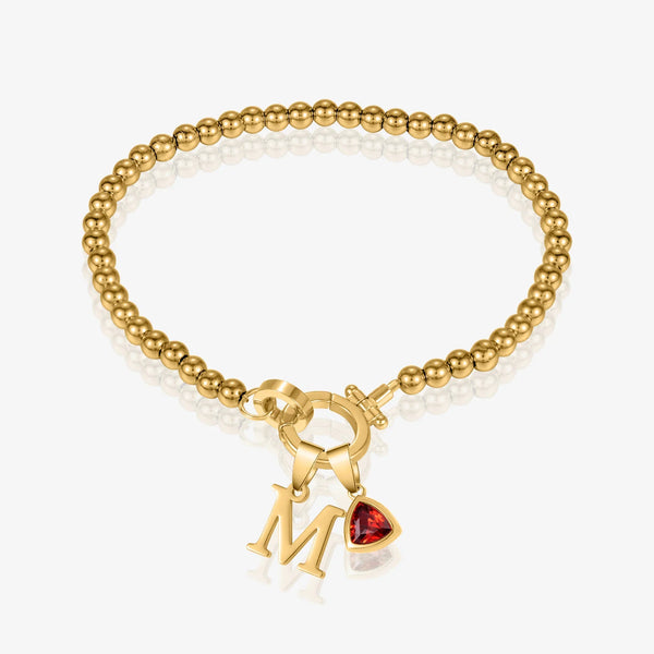 Initial Birthstone w/ Bead Bracelet | Bracelets by DORADO