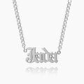 Gothic Name Necklace w/ Cuban Chain | Dorado Fashion