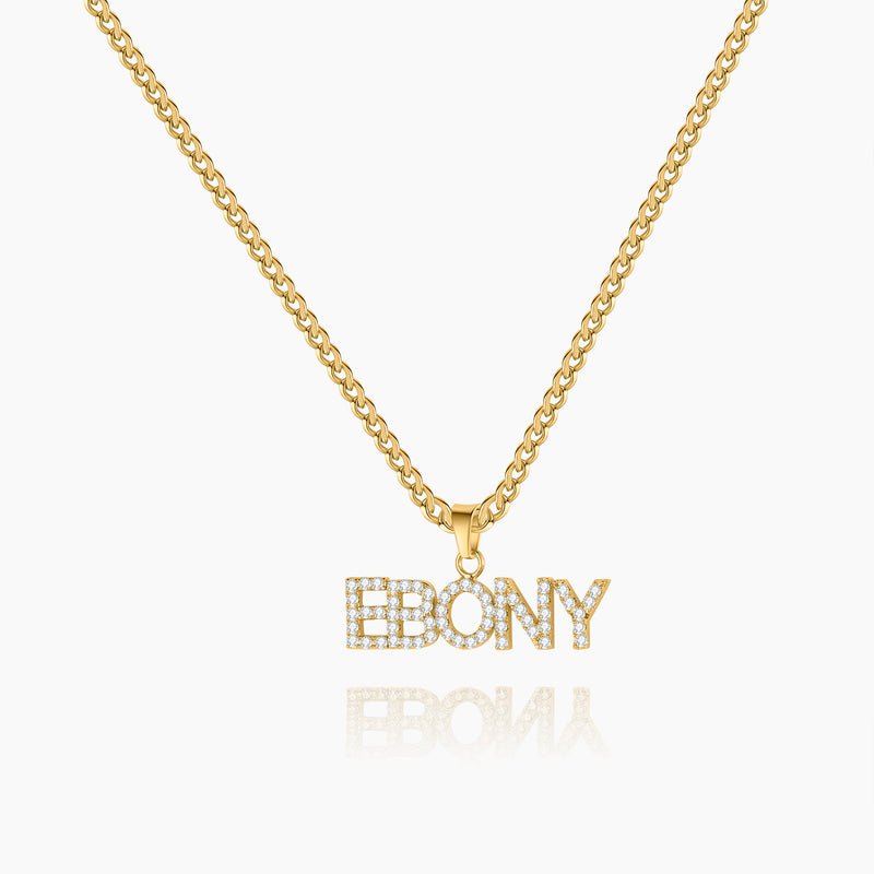 Iced Arial Name Chain | Dorado Fashion