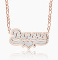 Double Plated Pop Out Heart Name Necklace w/ Figaro Chain | Dorado Fashion