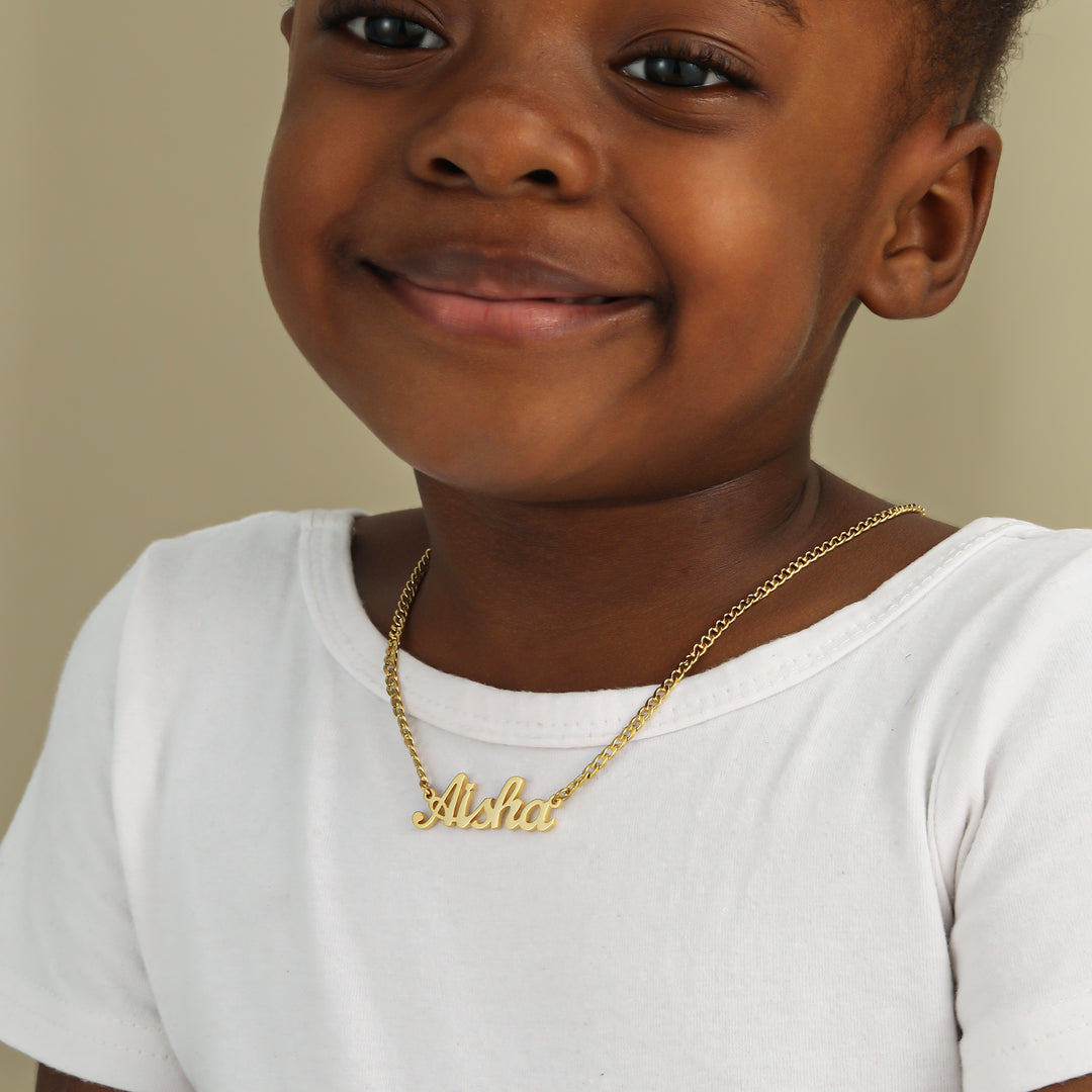 Kids Custom Name Necklace w/ Cuban Chain | Necklaces by DORADO