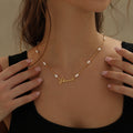 Script Name Necklace w/ Pearl Link Chain | Necklaces by DORADO