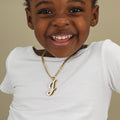 Kids Double Plated Initial Necklace w/ Figaro Chain