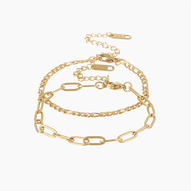 Paperclip Figaro Bracelet Set | Bracelets by DORADO