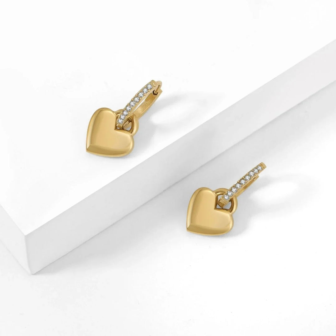 Heart Huggie Hoop Earrings | Earrings by DORADO