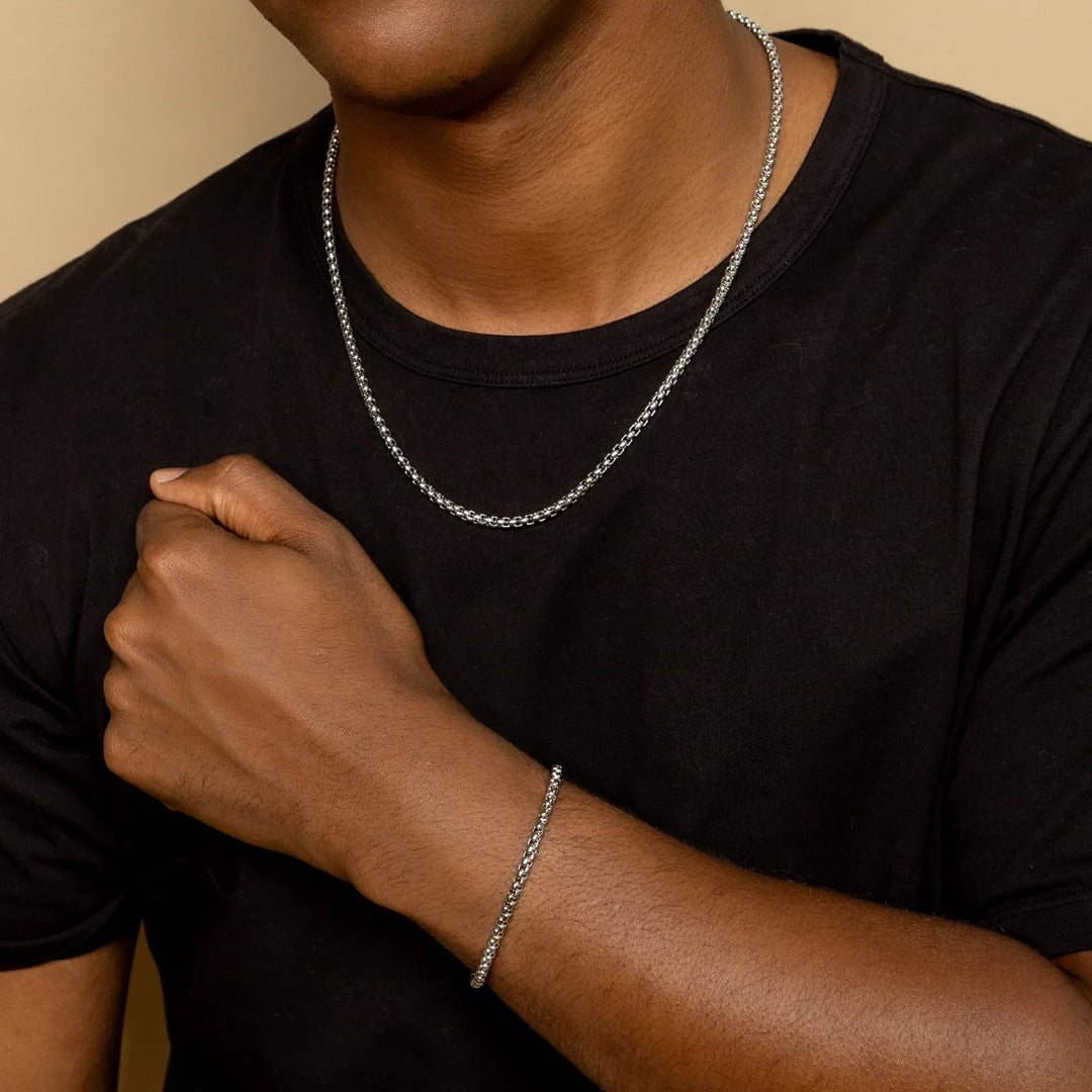 Mens Box Chain Bracelet - 4mm
