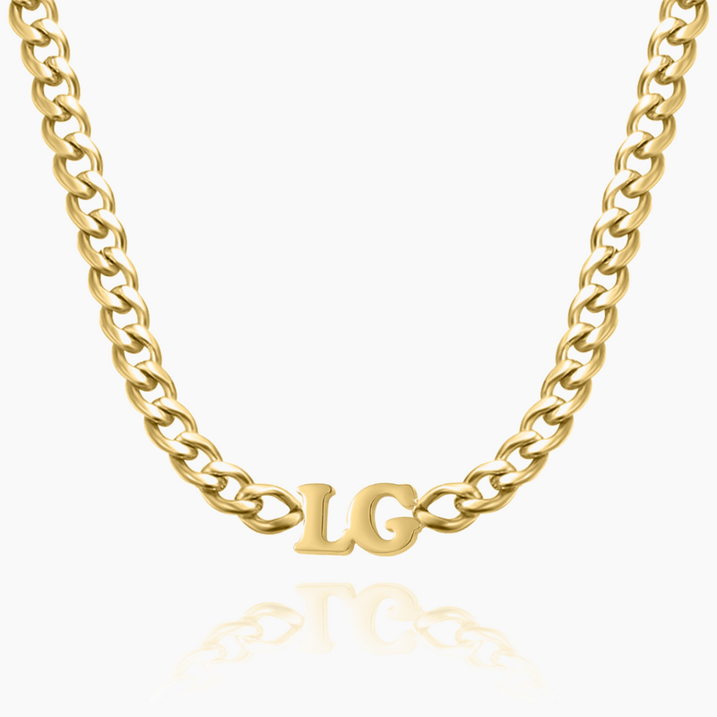 Initials Choker w/ XL Cuban Chain | Necklaces by DORADO