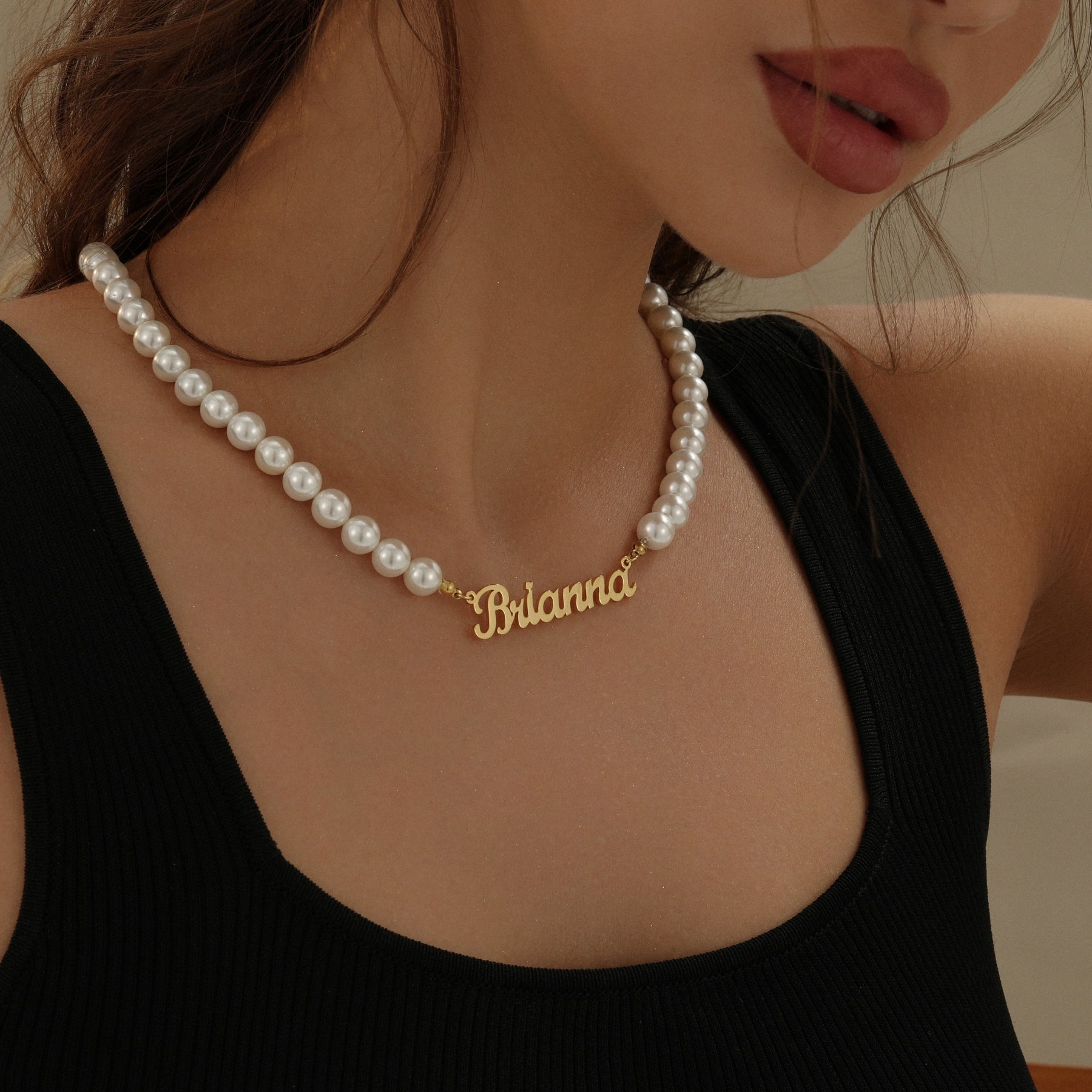 Custom Name Necklace w/ Pearl Chain | Necklaces by DORADO