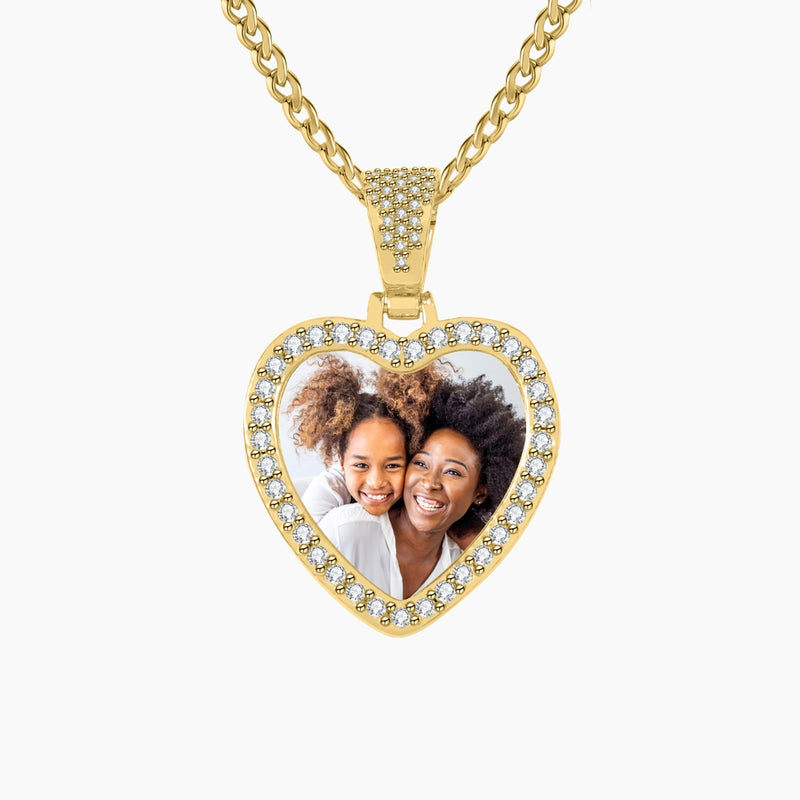 Iced Heart Photo Pendant | Necklaces by DORADO