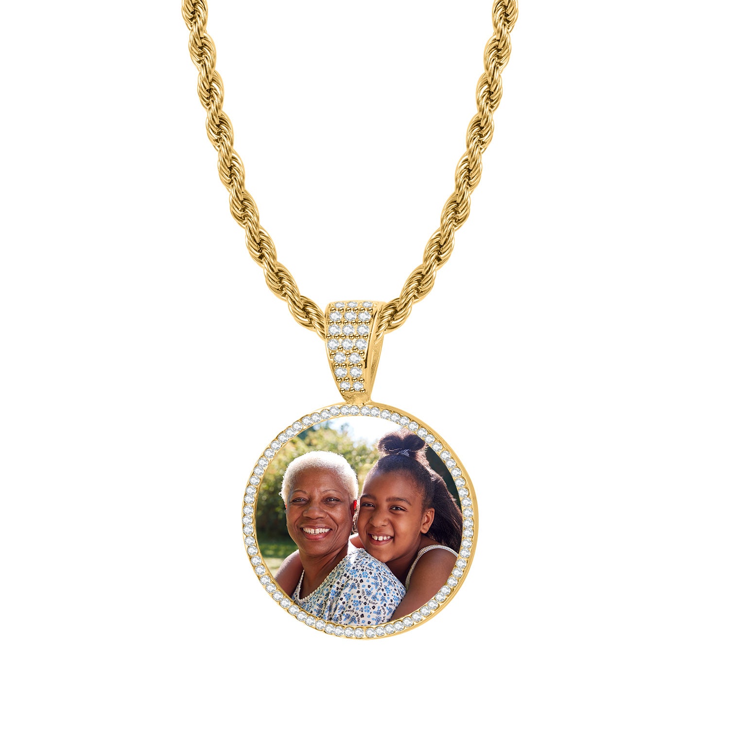 Iced Photo Pendant w/ Rope Chain | Necklaces by DORADO