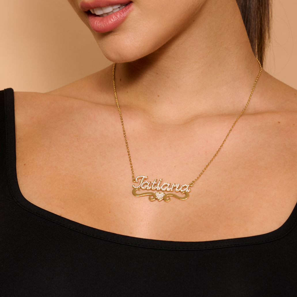 Iced Heart Name Necklace | Necklaces by DORADO