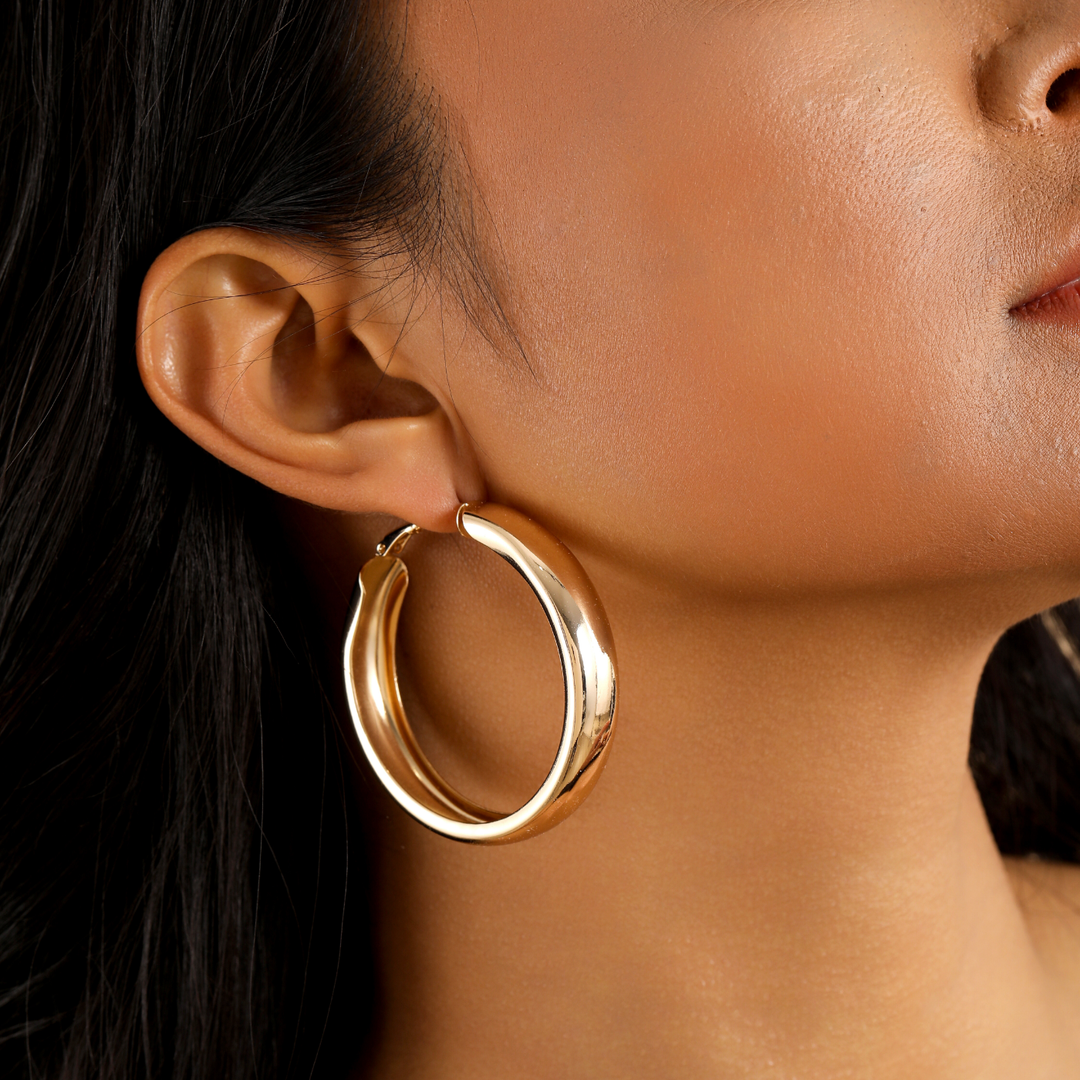 Chunky Hollow Hoop Earrings | Earrings by DORADO