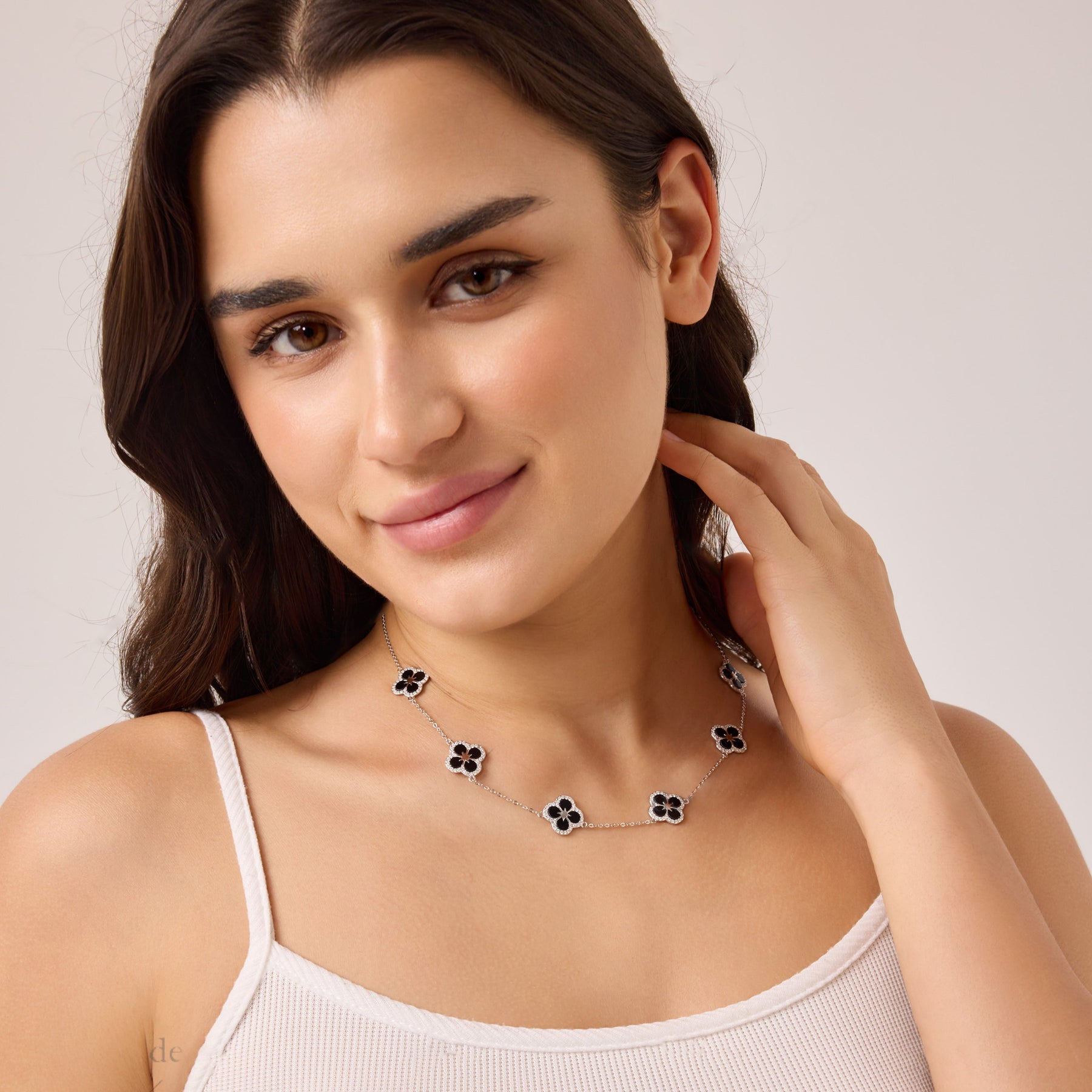 Iced Black Ventura Clover Necklace | Necklaces by DORADO