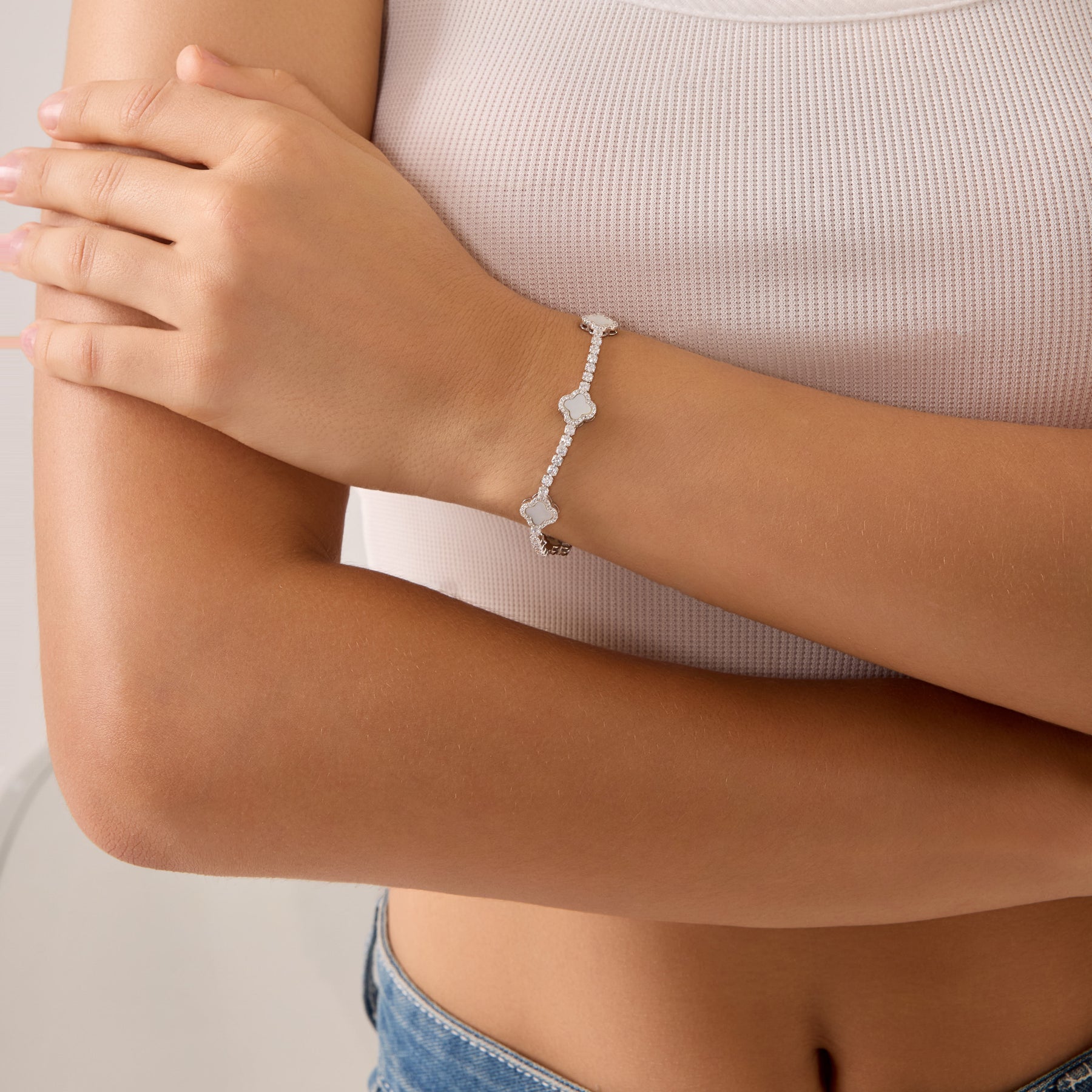 Iced Clover Tennis Bracelet | Bracelets by DORADO