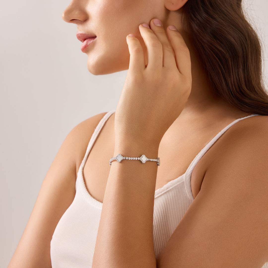 Iced Clover Tennis Bracelet | Bracelets by DORADO