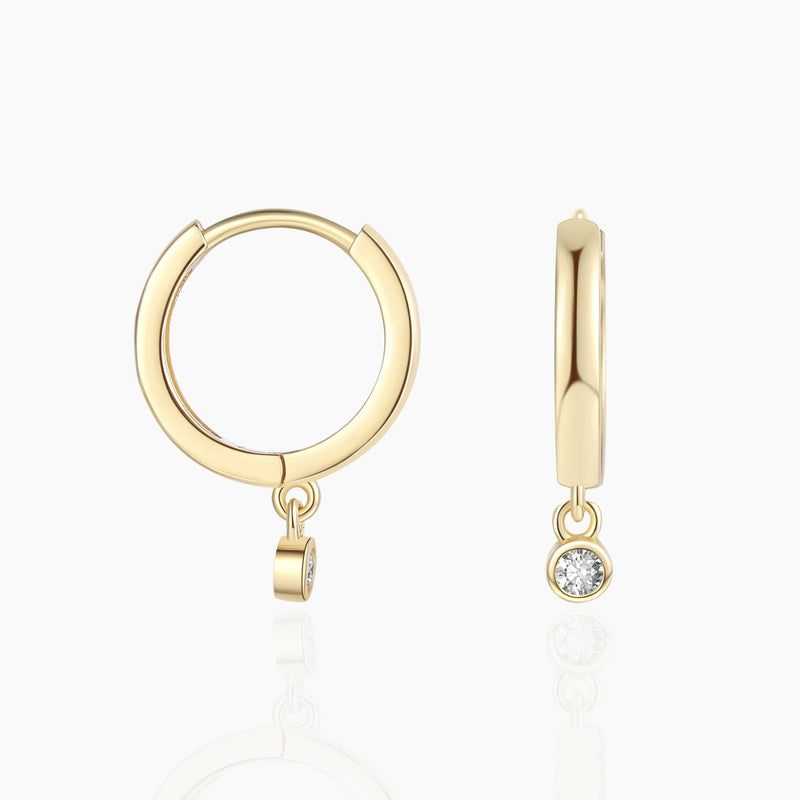 Moissanite Drop Huggie Earrings | Earrings by DORADO