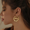 Bamboo Script Name Hoop Earrings