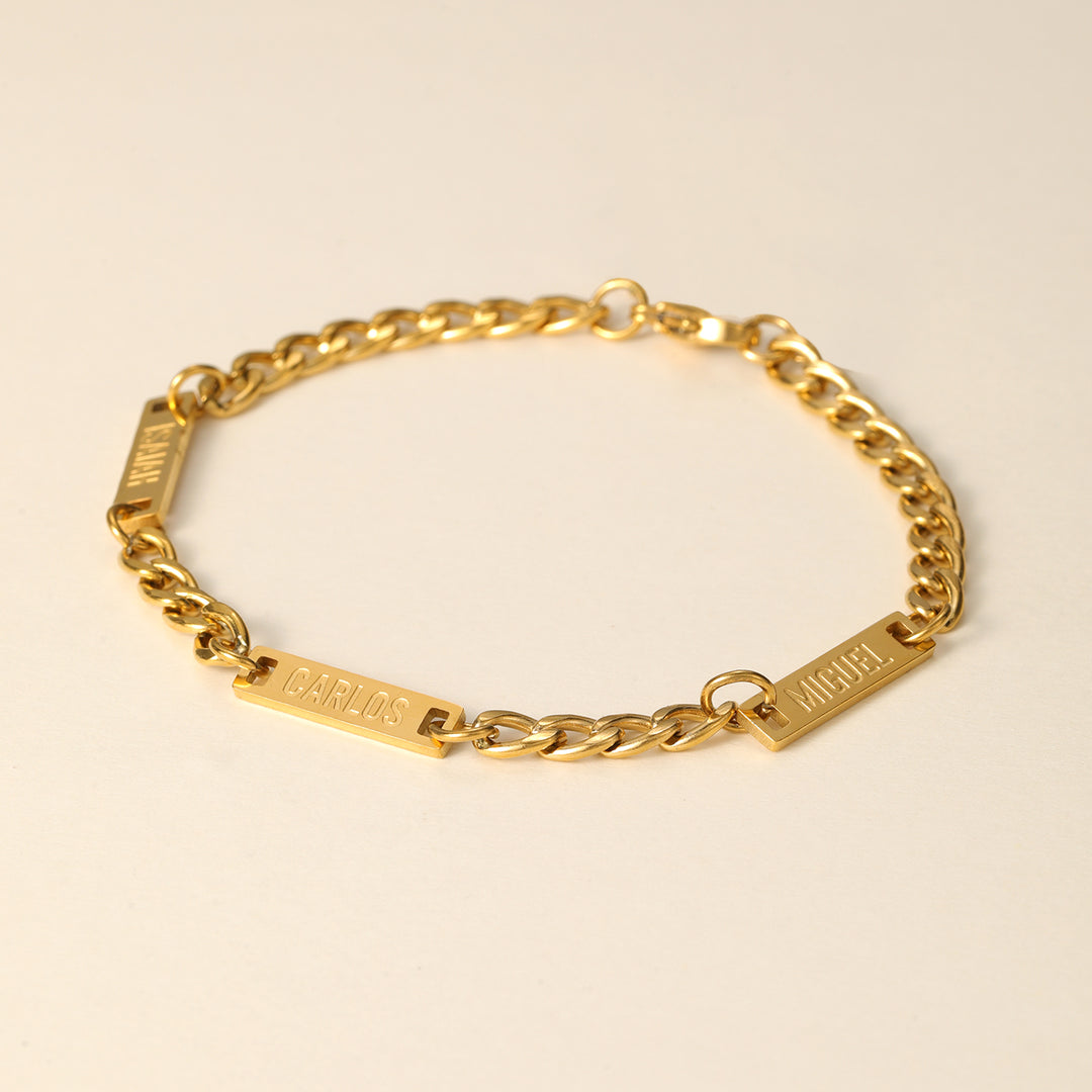 Mens Multi Name Bracelet w/ Cuban | DORADO