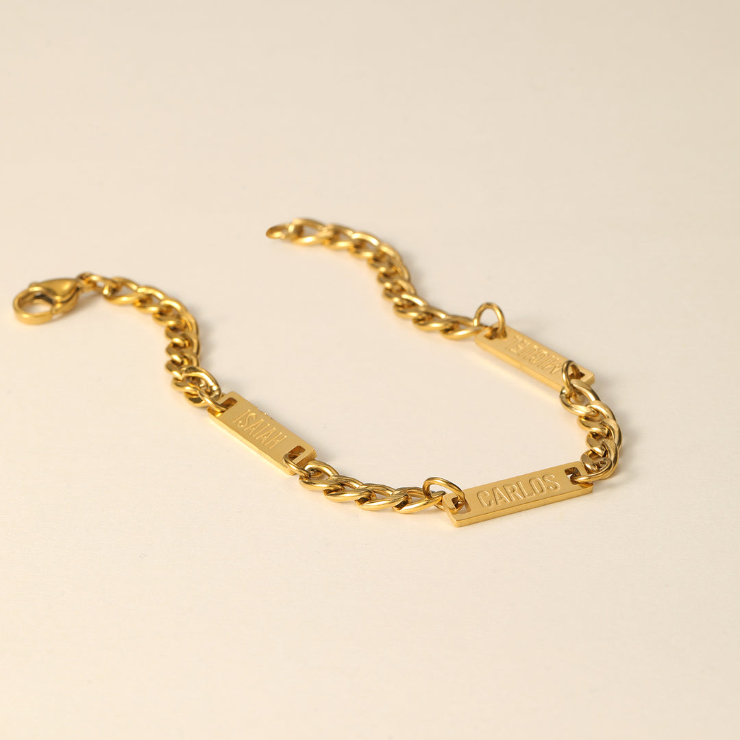 Mens Multi Name Bracelet w/ Cuban | DORADO