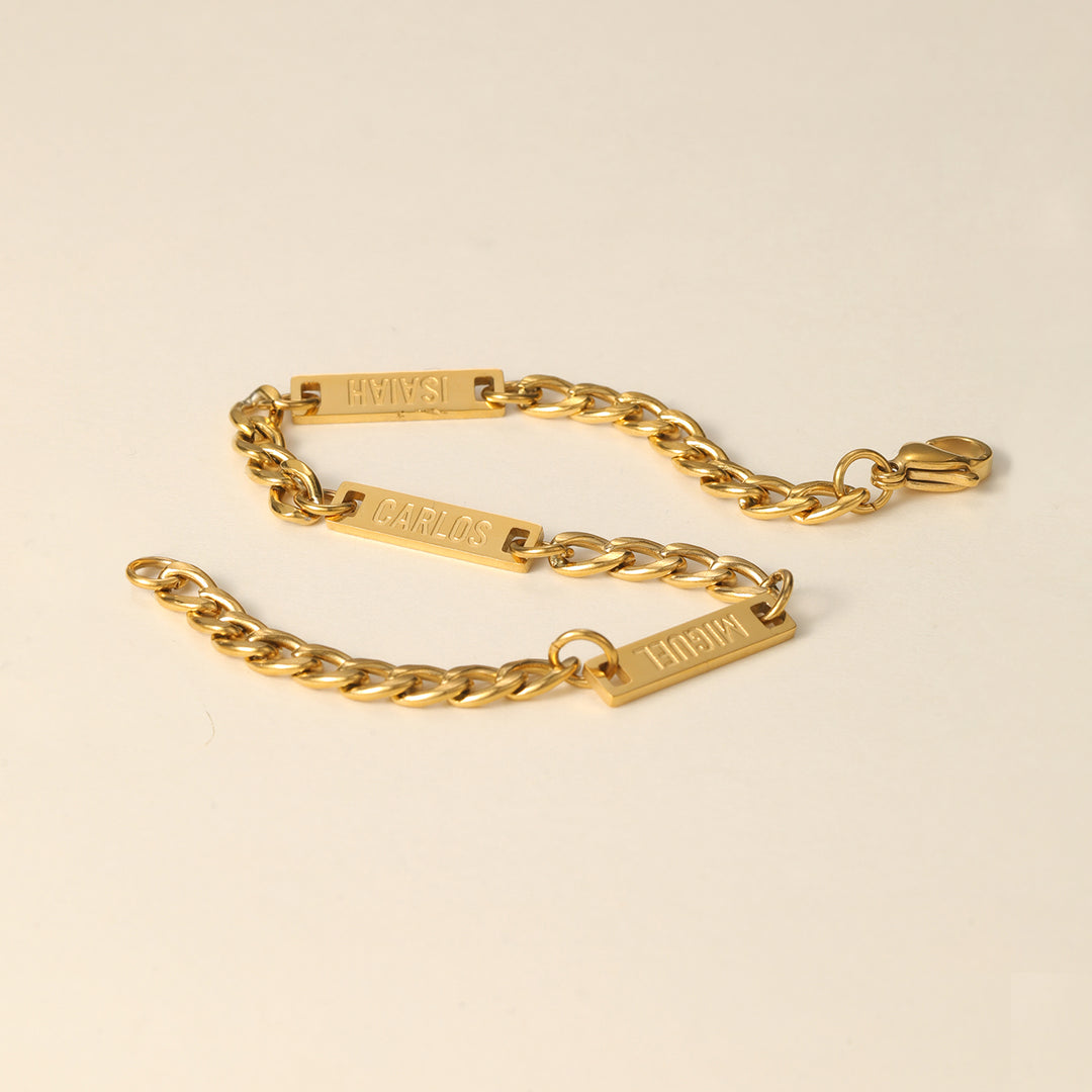 Mens Multi Name Bracelet w/ Cuban | DORADO