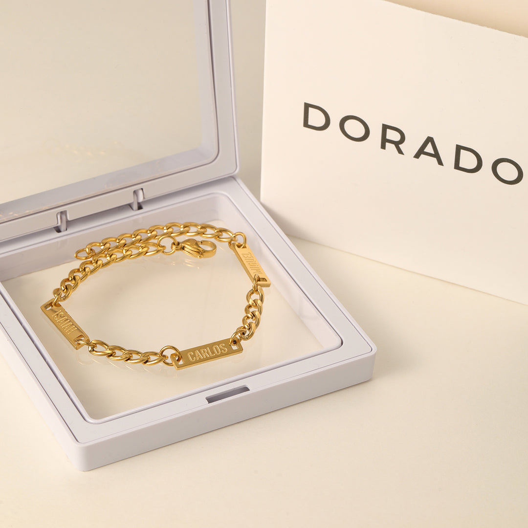 Mens Multi Name Bracelet w/ Cuban | DORADO