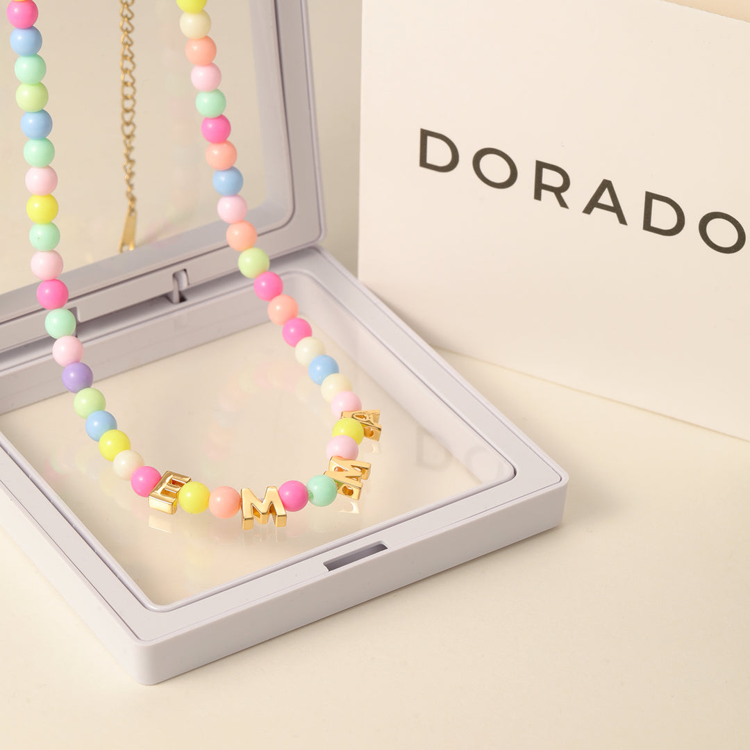 Kids Colorful Beaded Name Necklace | DORADO