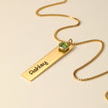 Kids Engraved Bar Birthstone Necklace | DORADO