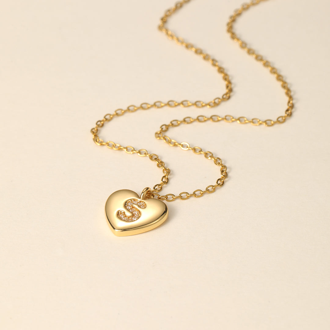 Kids Heart Initial Pendant Necklace | DORADO
