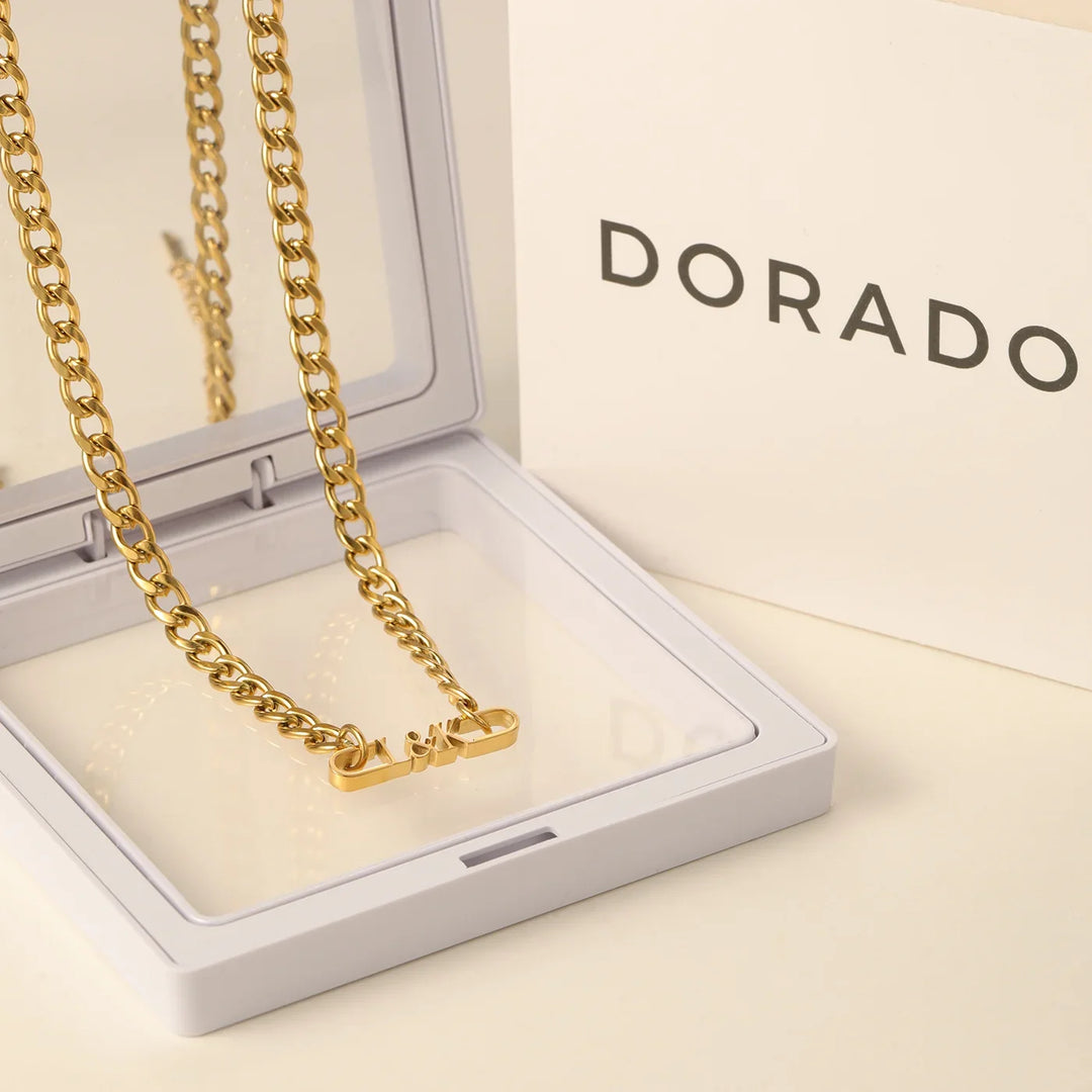Mens Initial Tag Necklace w/ Cuban Chain | DORADO