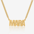 Diamond Cut Block Name Necklace