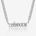 Thick Gothic Nameplate Necklace w/ Cuban Chain | Necklaces by DORADO