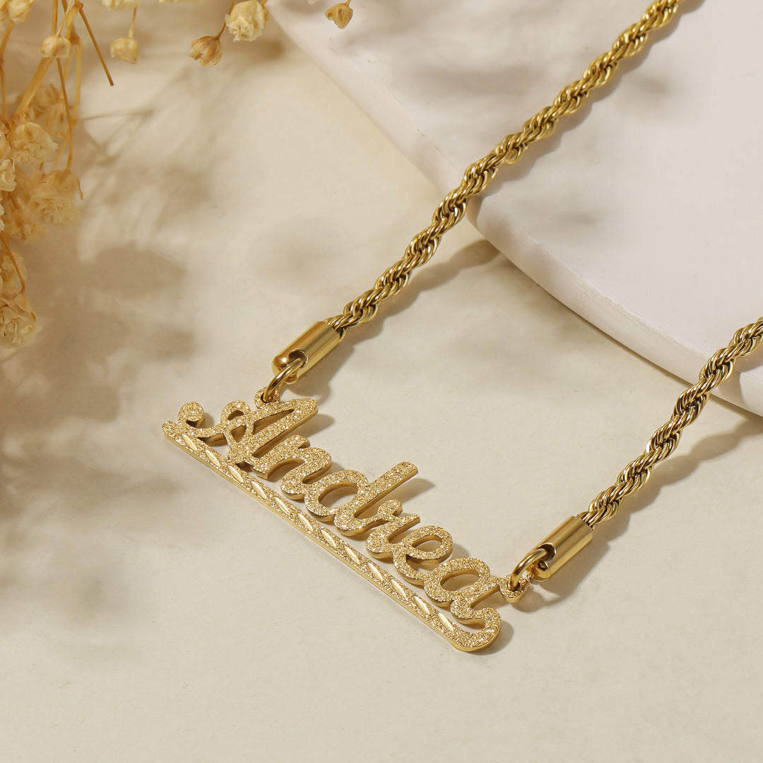 Diamond Cut Underline Name Necklace | Necklaces by DORADO