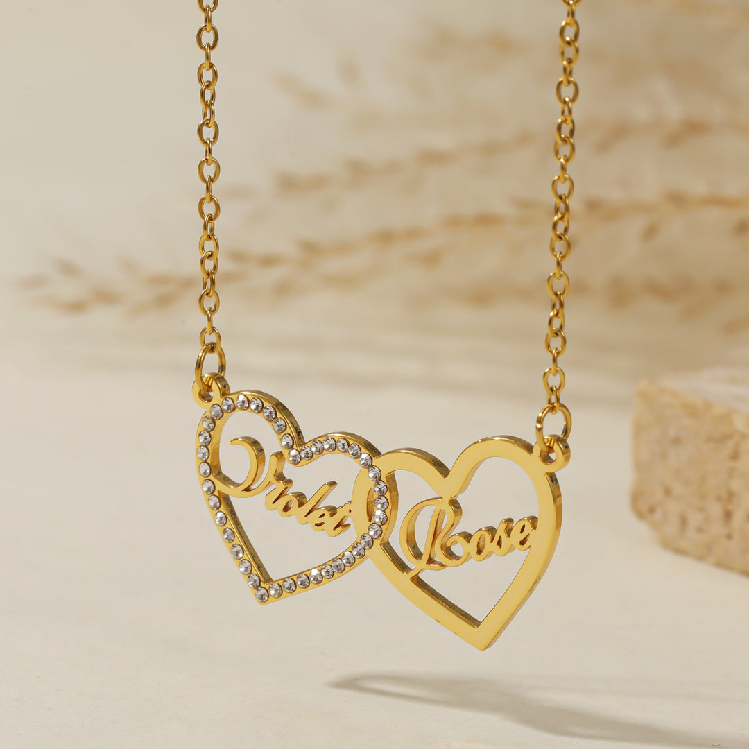 Iced Heart Double Name Necklace | Necklaces by DORADO