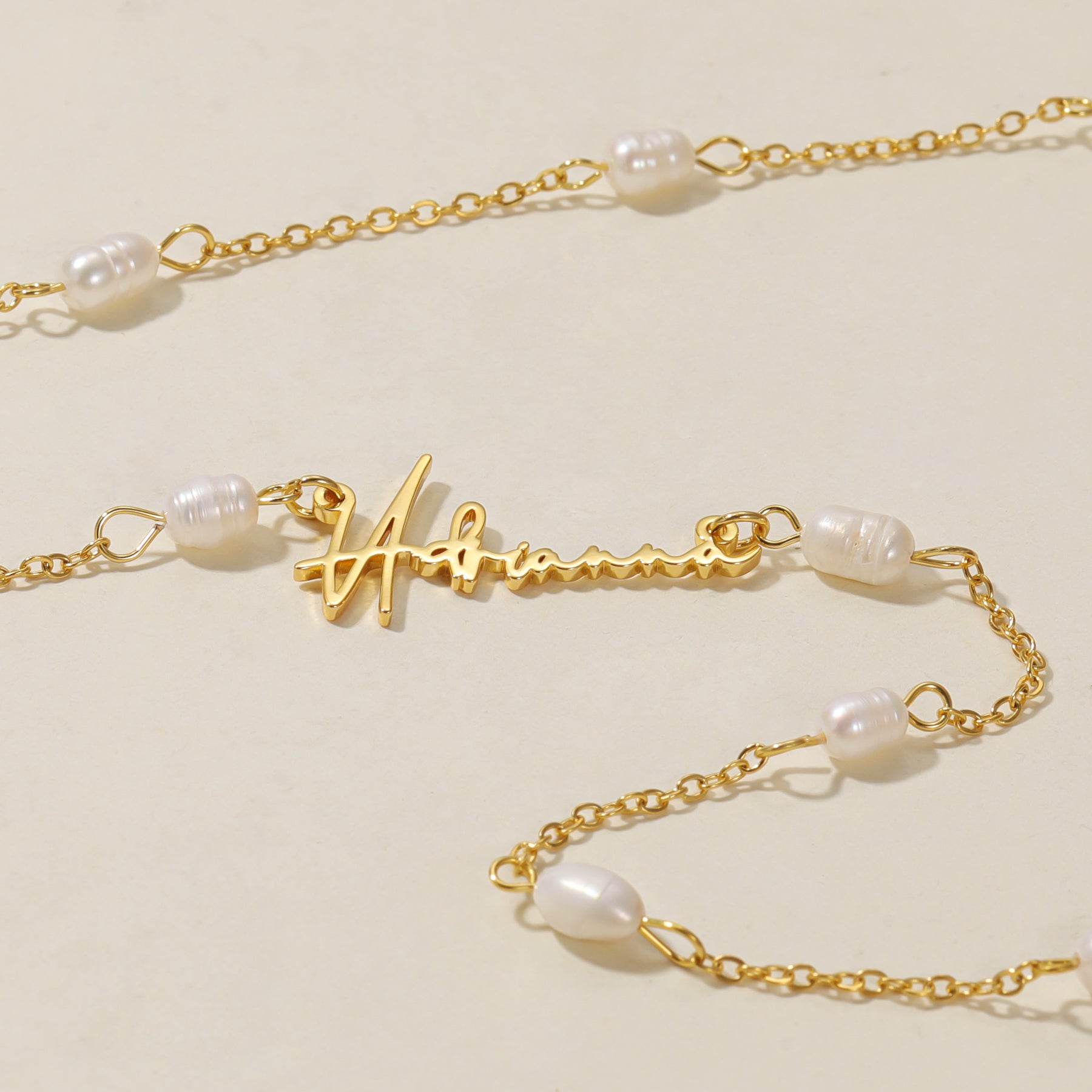 Script Name Necklace w/ Pearl Link Chain | Necklaces by DORADO