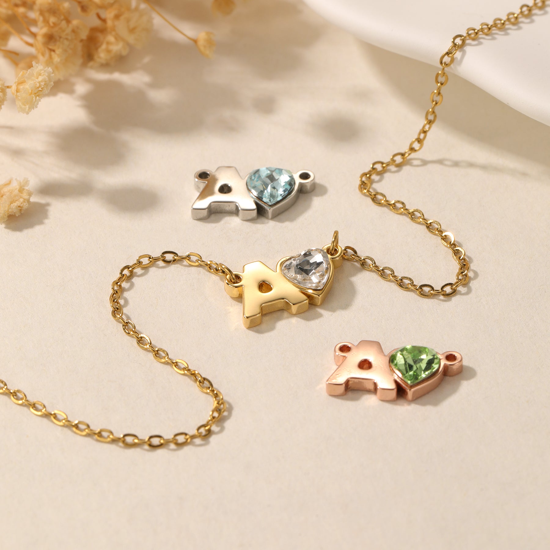 Initial Heart Birthstone Necklace | Necklaces by DORADO