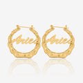 Bamboo Script Name Hoop Earrings