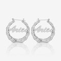 Bamboo Script Name Hoop Earrings