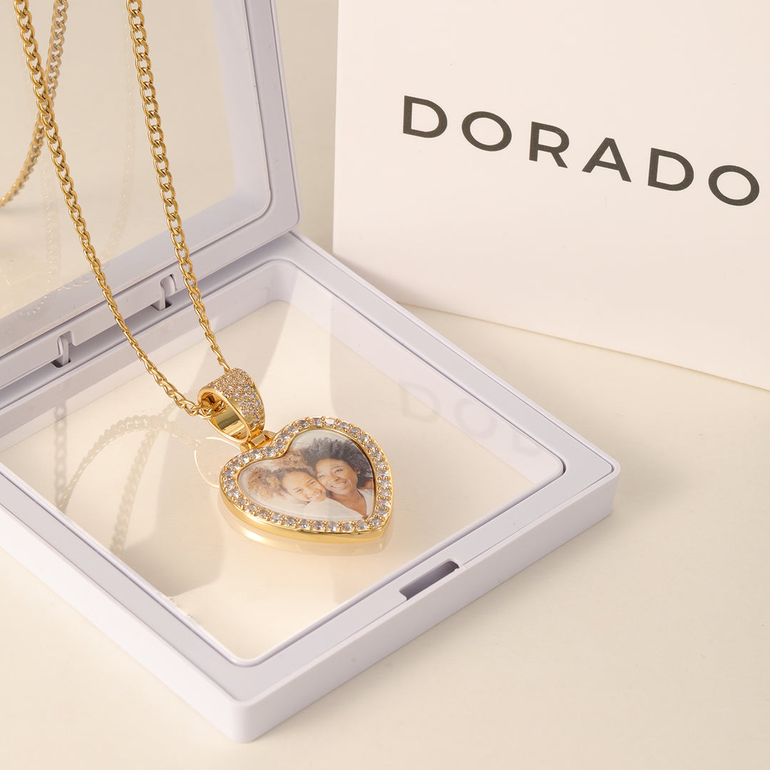 Iced Heart Photo Pendant w/ Engrave