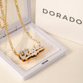Kids Double Plated Pop Out Heart Name Necklace w/ Figaro Chain | DORADO
