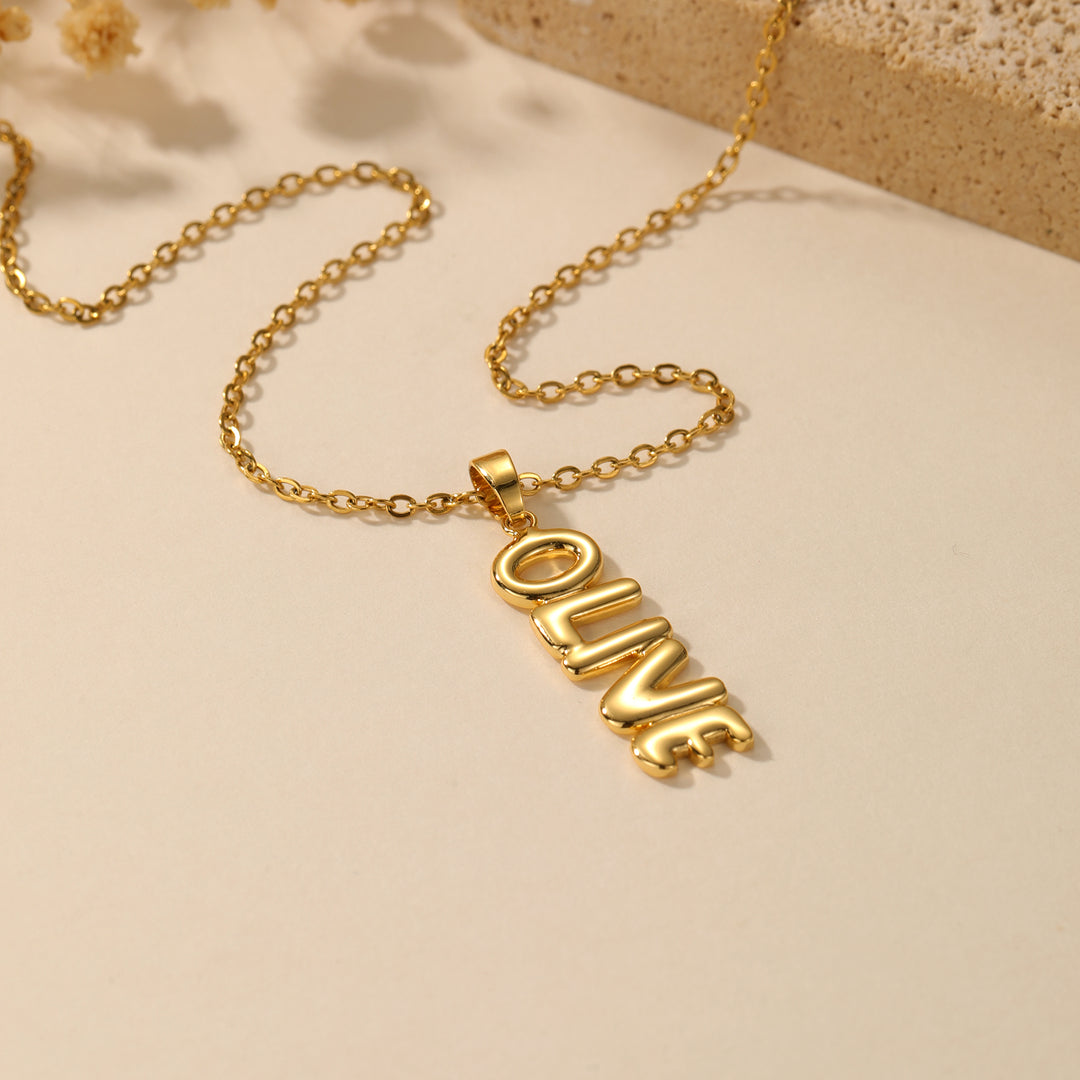Vertical Bubble Name Necklace | Necklaces by DORADO