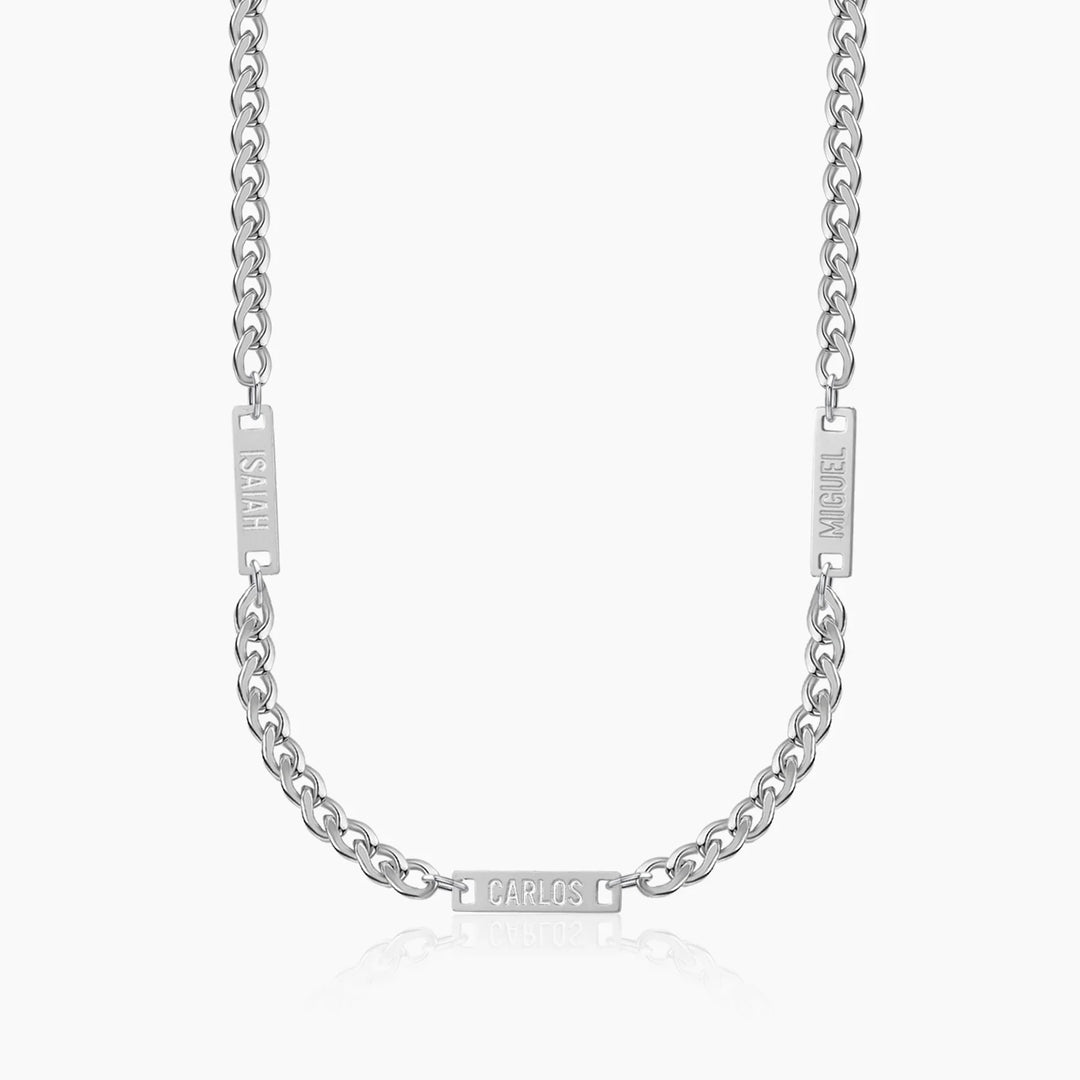 Mens Multi Name Necklace w/ Cuban Chain | DORADO