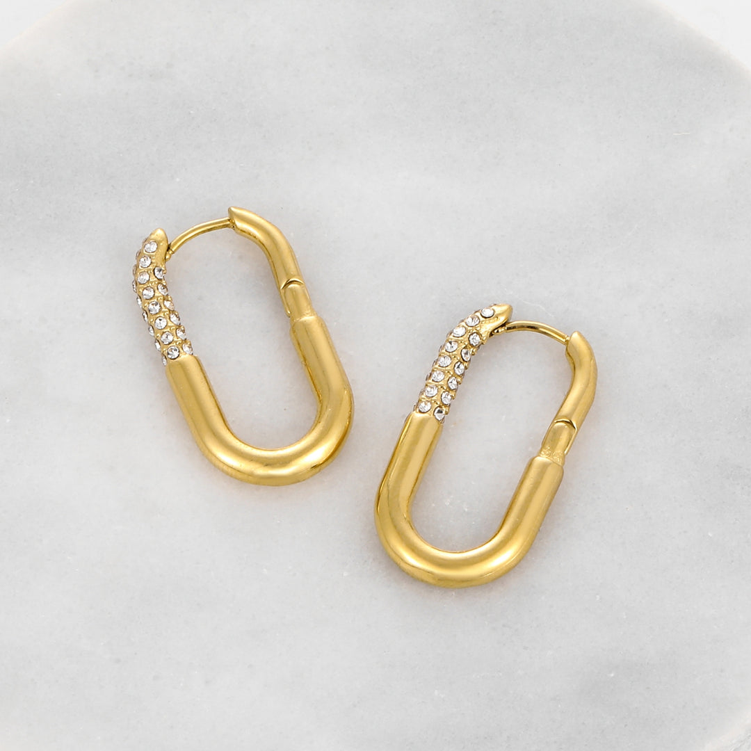 Iced Paperclip Hoop Earrings | Earrings by DORADO