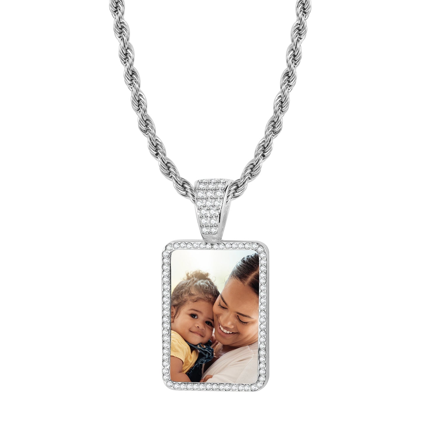 Kids Iced Photo Pendant w/ Rope Chain | Necklaces by DORADO