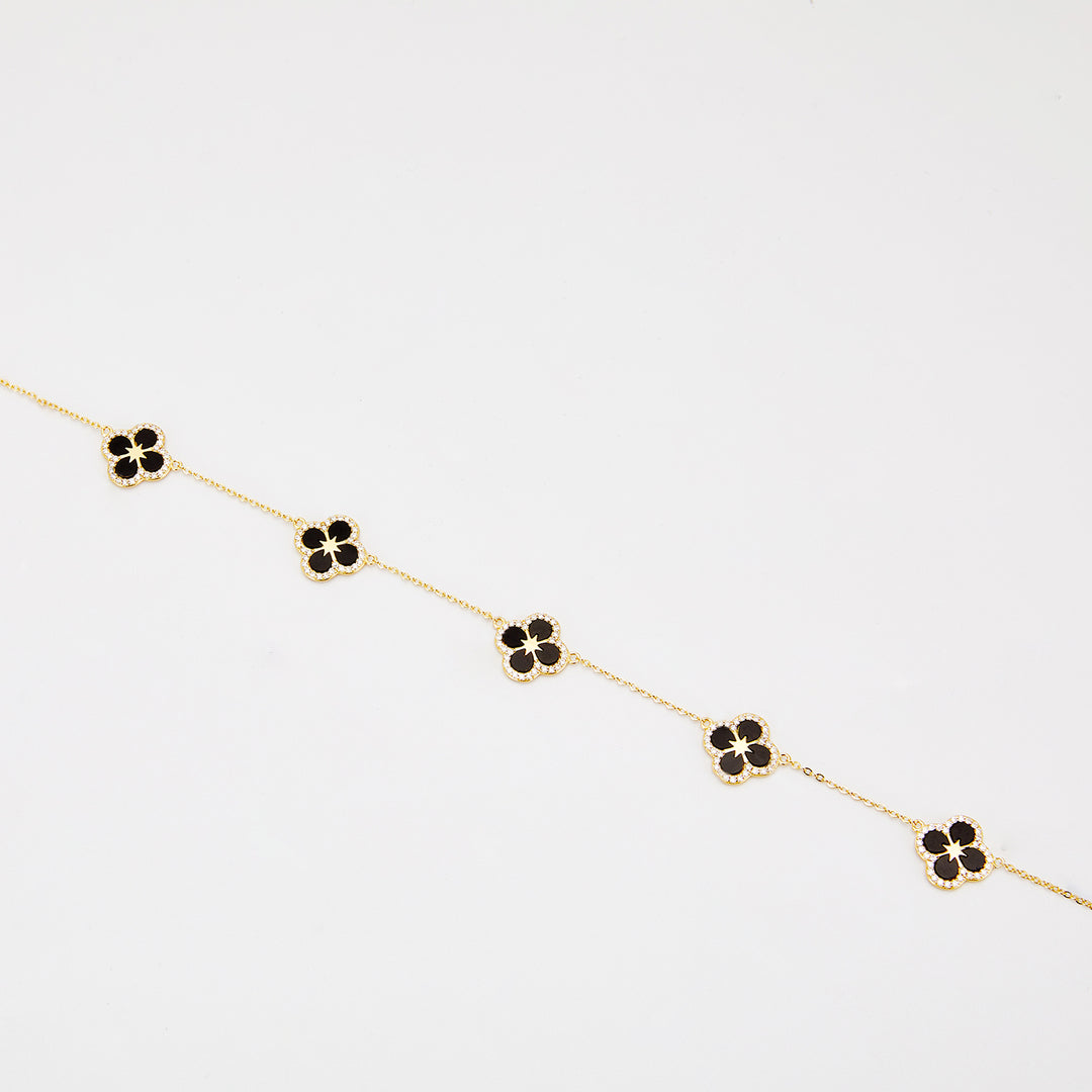 Iced Black Ventura Clover Necklace | Necklaces by DORADO