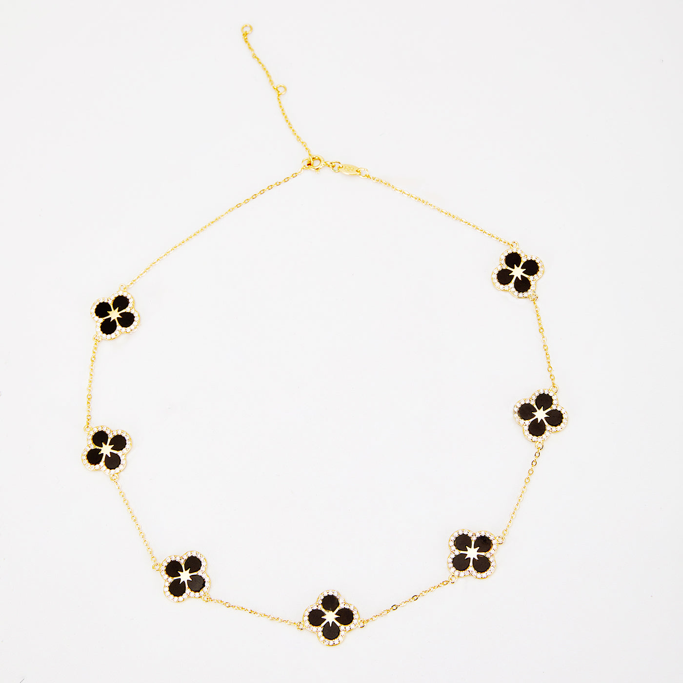 Iced Black Ventura Clover Necklace | Necklaces by DORADO
