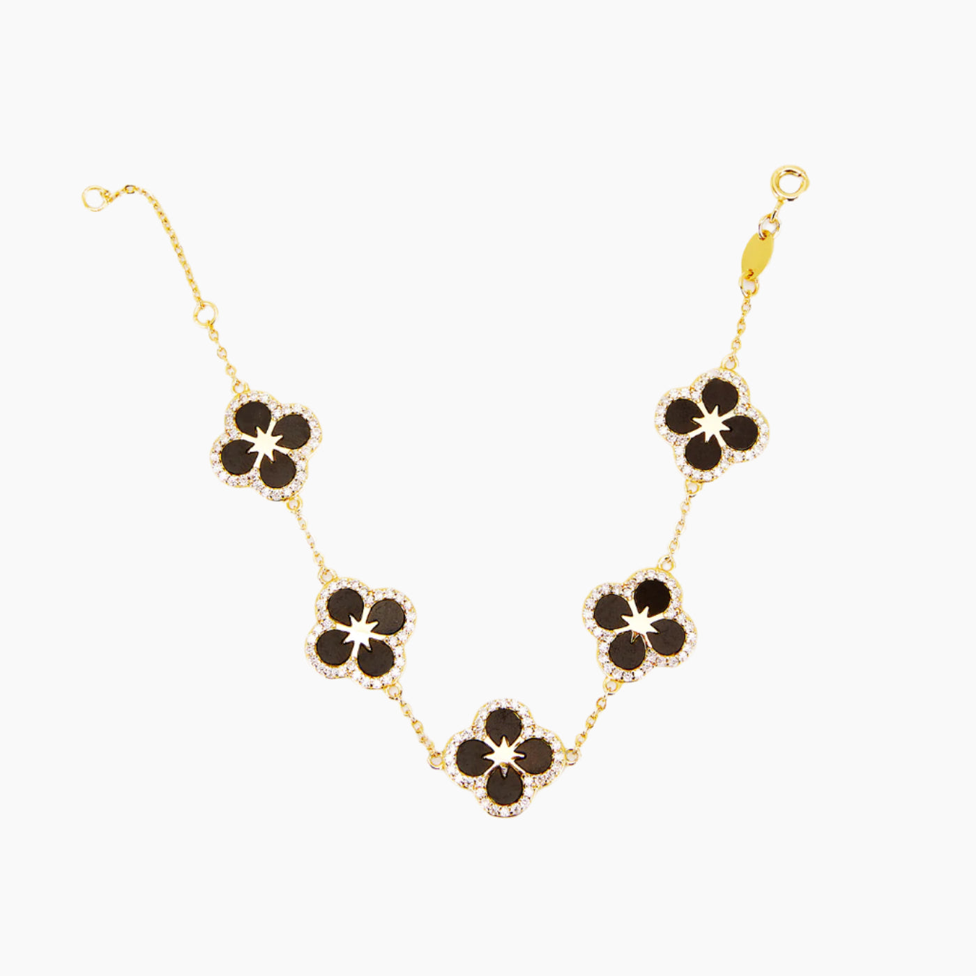 Iced Black Ventura Clover Bracelet | Bracelets by DORADO