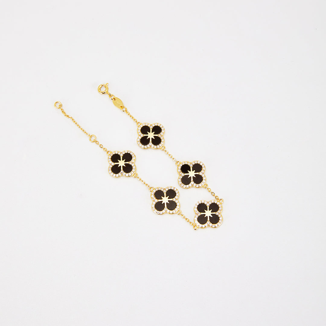Iced Black Ventura Clover Bracelet | Bracelets by DORADO