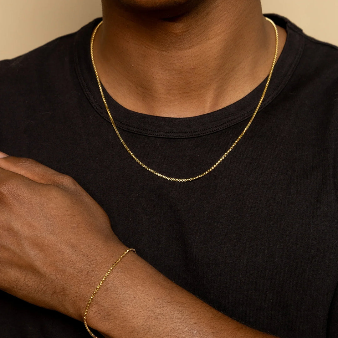 Mens Box Chain Bracelet - 2mm